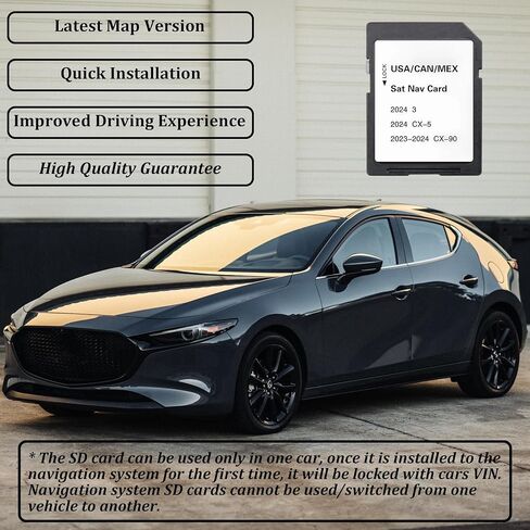 بطاقة SD للملاحة KMV666EZ1 مع أحدث إصدار من بيانات الخرائط للولايات المتحدة وكندا والمكسيك، متوافقة مع Mazda 3 CX-5 CX-90 2023-2024 in Kuwait