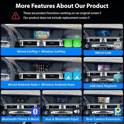 مجموعات التحديثية لفك التشفير التلقائي CarPlay Android المتوافقة مع Lexus GS250 GS300 GS350 GS450 لعصا التحكم من 2012-2015، وصلة مرآة داعمة، وكاميرا احتياطية، وتشغيل عصا USB in Kuwait
