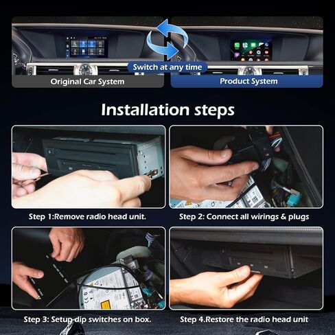 مجموعات التحديثية لفك التشفير التلقائي CarPlay Android المتوافقة مع Lexus GS250 GS300 GS350 GS450 لعصا التحكم من 2012-2015، وصلة مرآة داعمة، وكاميرا احتياطية، وتشغيل عصا USB in Kuwait