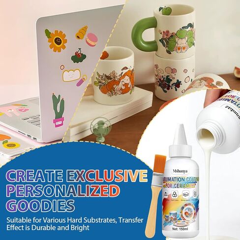 Mshunya 5 oz Sublimation Coating for Ceramic, Sublimation Coating, High Adhesion, Vibrant and Rich Colors, Clear Images, Adheres to Variety of Hard Substrates, Including Mugs, Ceramics, and Metals in Kuwait