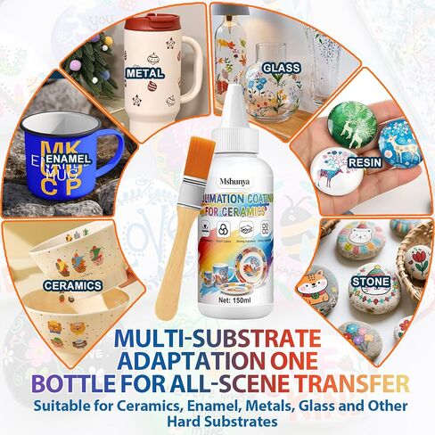Mshunya 5 oz Sublimation Coating for Ceramic, Sublimation Coating, High Adhesion, Vibrant and Rich Colors, Clear Images, Adheres to Variety of Hard Substrates, Including Mugs, Ceramics, and Metals in Kuwait