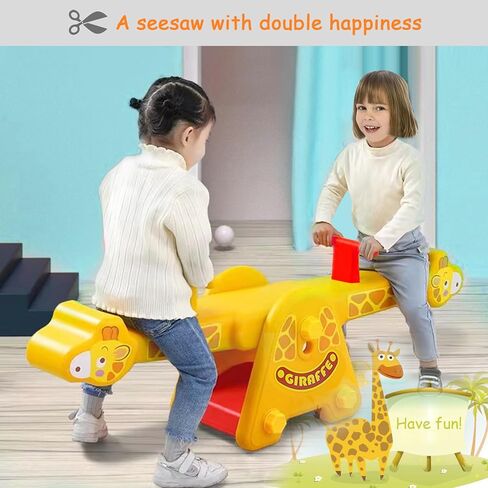 Joyful Yellow Giraffe Teeter Totter Seesaw: Rocking Fun for Two Toddlers or Kids; Indoor & Outdoor Toddler Toys for Ages 1-12, A Precious Gift for Your Dearest Child in Kuwait