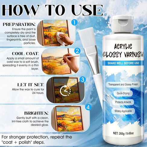 10.1 Oz Cold Wax Medium, Cold Wax, Watercolor Waxs Sealer with White Brush, Multifunctional Waterproof Protective Coating, Enhanced Adhesion, Easier to Mix with Oil Paints in Saudi Arabia