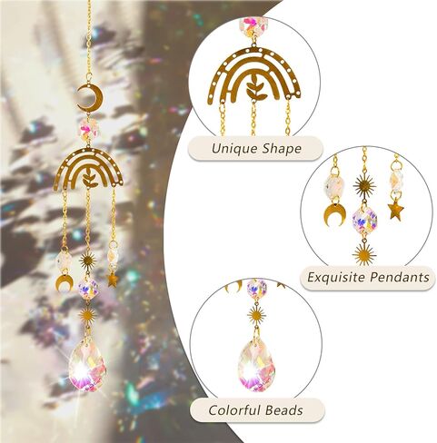 4 Pieces Crystal Suncatcher for Windows Hanging Decor Crystals Prism Rainbow Maker for Windows Indoor Outdoor Home Garden Wedding Party Birthday Gifts in Kuwait