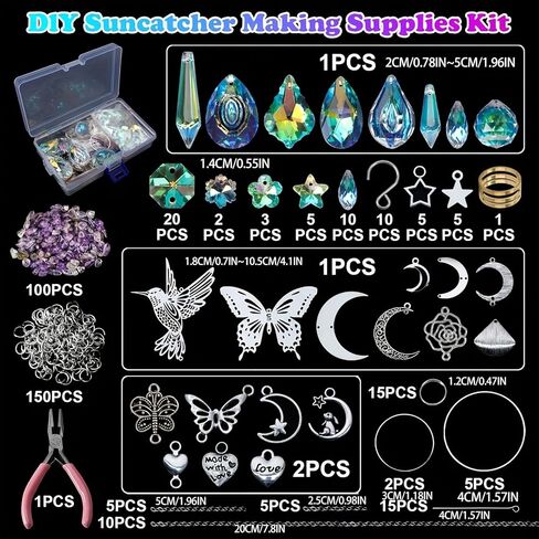 Sunlight Capture Set DIY Rainbow Maker Kit Hanging Charms and Prisms for Home Wedding Garden Christmas Light and Shadow, Multicolor in Kuwait