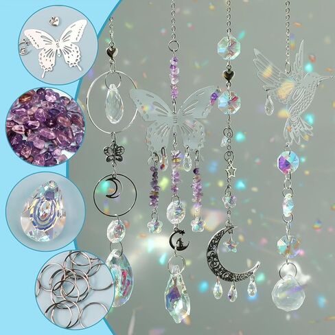Sunlight Capture Set DIY Rainbow Maker Kit Hanging Charms and Prisms for Home Wedding Garden Christmas Light and Shadow, Multicolor in Kuwait