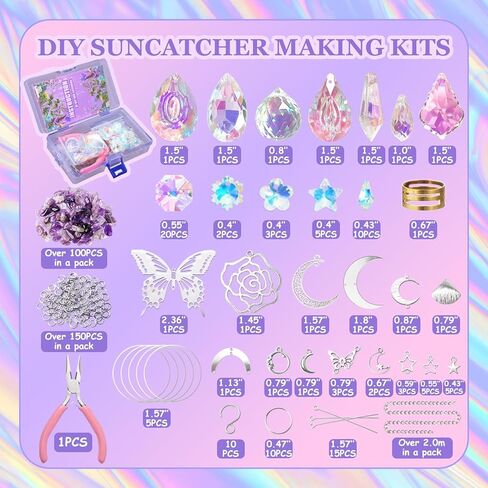 400Pcs DIY Sun Catcher Colorful Crystal Hanging Ornaments Set DIY Making Supplies for Home Garden Party Decoration (400pcs DIY kit Material Package) in Kuwait