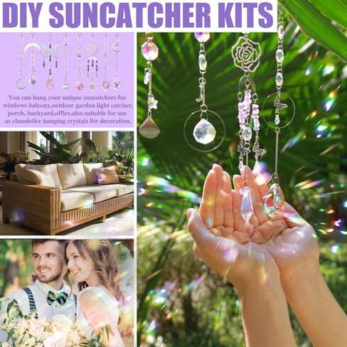 400Pcs DIY Sun Catcher Colorful Crystal Hanging Ornaments Set DIY Making Supplies for Home Garden Party Decoration (400pcs DIY kit Material Package) in Saudi Arabia