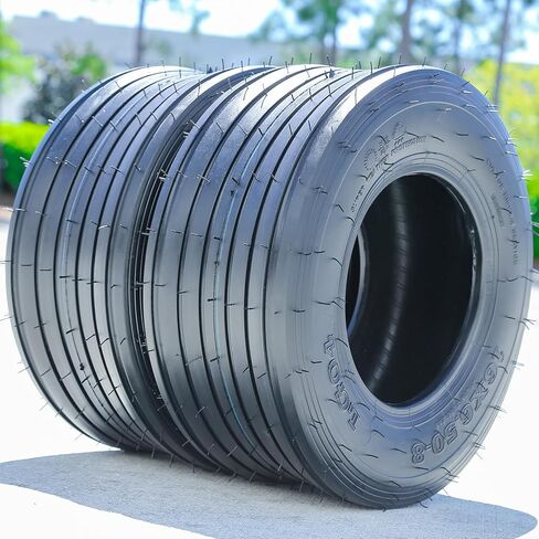 Pair of 2 (Two) Forerunner LG04 16X6.50-8 Load Range 4 Ply Lawn Mower & Garden Tractor All-Season BSW Black Side Wall Tires in Kuwait