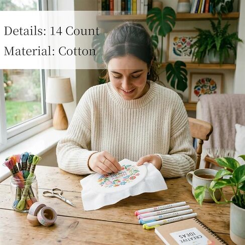 ENIPEDITA 5 Pcs Needlepoint Blank Canvas, White Needlepoint Canvas Starter Kit Include 3 Rolls Tape, 24 Markers, 14ct 12x18 Inch Blank Mesh for Embroidery and Needlepoint Projects in Kuwait