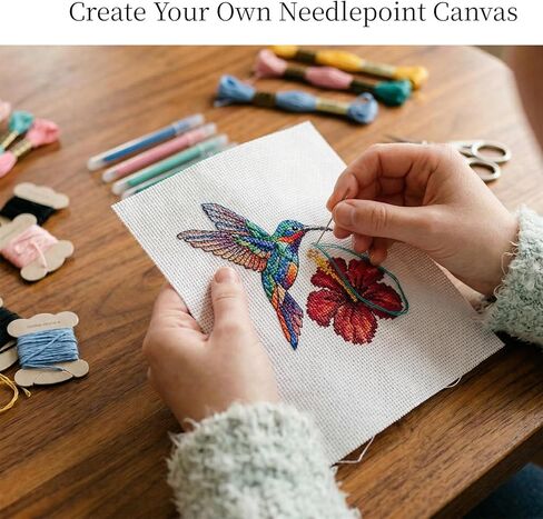 ENIPEDITA 5 Pcs Needlepoint Blank Canvas, White Needlepoint Canvas Starter Kit Include 3 Rolls Tape, 24 Markers, 14ct 12x18 Inch Blank Mesh for Embroidery and Needlepoint Projects in Kuwait