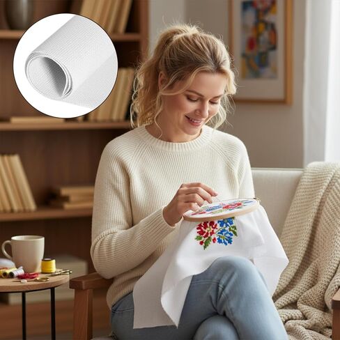6 عبوات من القماش بالإبرة مقاس 20 بوصة × 18 بوصة، 14 شبكة من القماش الأبيض بالإبرة والتطريز قماش أبيض فارغ للتطريز، ومشاريع الكروشيه المحبوكة وعمل الفواصل in Kuwait