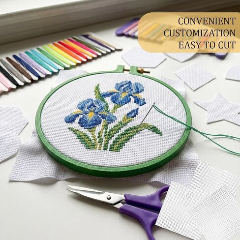 Aida Cloth 11CT Cross Stitch Canvas 3PCS, 17x11 Inch White Cotton Mesh Fabric with 2PCS Embroidery Floss Needles, DIY Needlepoint Stitching Home Wall Art Decoration Handmade Craft Projects in Kuwait