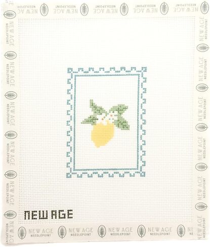 Lemon Stamp Needlepoint Canvas – 18 Mesh Hand-Painted Design – 8x8 in Kuwait
