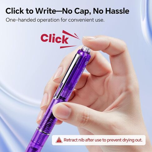 قلم حبر WRITECH Clictek قابل للسحب: حبر أسود متوسط ​​الحجم يتضمن 10 خراطيش قابلة لإعادة الملء، لا تسرب الكتابة الناعمة، مثالي كهدية للمبتدئين في يوميات المكتب in Kuwait