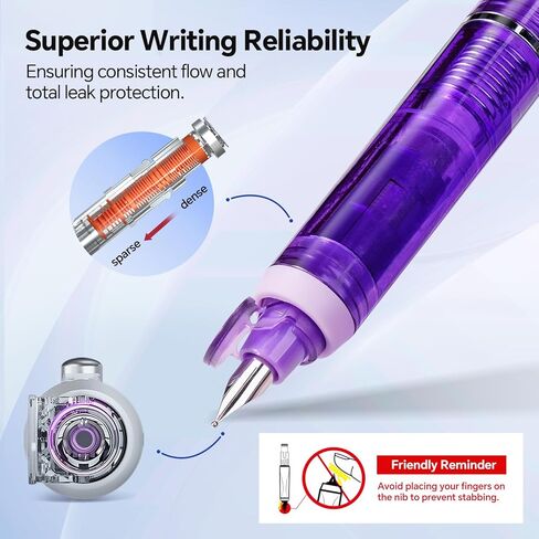 قلم حبر WRITECH Clictek قابل للسحب: حبر أسود متوسط ​​الحجم يتضمن 10 خراطيش قابلة لإعادة الملء، لا تسرب الكتابة الناعمة، مثالي كهدية للمبتدئين في يوميات المكتب in Kuwait