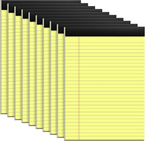 10 Pack Yellow Legal Pads 8.5x11" 28 Lines Wide Ruled Double-Sided Printing Yellow Notepads 30 Sheets/60 Pages Letter Size Writing Pads 70gsm Recycled Paper Legal Ruled Universal Writing Pad in Kuwait