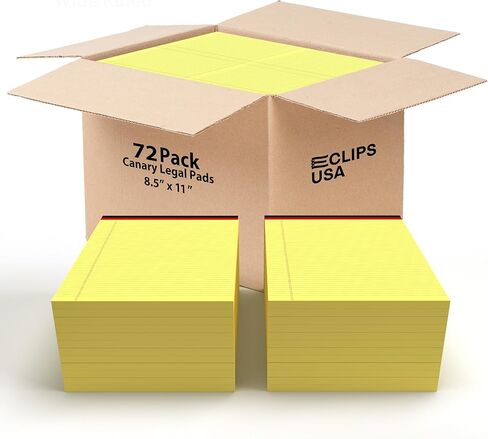 دفاتر ملاحظات E-CLIPS USA، وسادات قانونية، وسادات ملاحظات 8.5 × 11، مفكرة ذات قاعدة قانونية واسعة، كاناراي، ظهر لوح خشب مضغوط، وسادة كتابة، لوازم مكتبية، 50 ورقة لكل وسادة (48 حزمة) in Kuwait