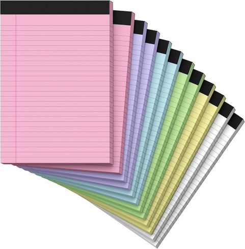 8.5 x 11 Legal Pads, Colored Legal Pads, Wide Ruled, 10 Pack Note Pads 8.5 x 11, Multicolor Perforated Note Pads with Sturdy White Back, Writing Pad,30 Sheets Per Notepad for School, Home, Office in Kuwait