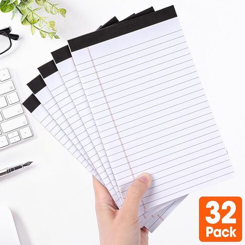 YesBes 32 حزمة من وسادات الملاحظات السائبة، وسادات قانونية صغيرة مقاس 5 × 8 بوصة، لوحة كتابة مبطنة بخطوط ضيقة، 30 ورقة (60 صفحة) مفكرة للمكتب المنزلي والمدرسة، مثقوبة، لوازم مكتبية in Kuwait
