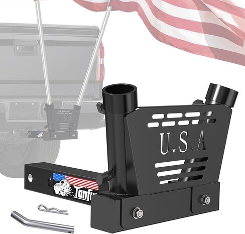 Hitch Mount Flagpole Holder, Heavy-Duty Flag Pole Holder for 2 Inch Hitch 2 Models Single Hole Dual Hole with Design Flag Holder for Jeep Truck SUV, RV Camper in Kuwait