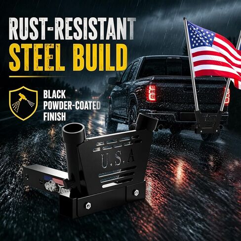 Hitch Mount Flagpole Holder, Heavy-Duty Flag Pole Holder for 2 Inch Hitch 2 Models Single Hole Dual Hole with Design Flag Holder for Jeep Truck SUV, RV Camper in Kuwait