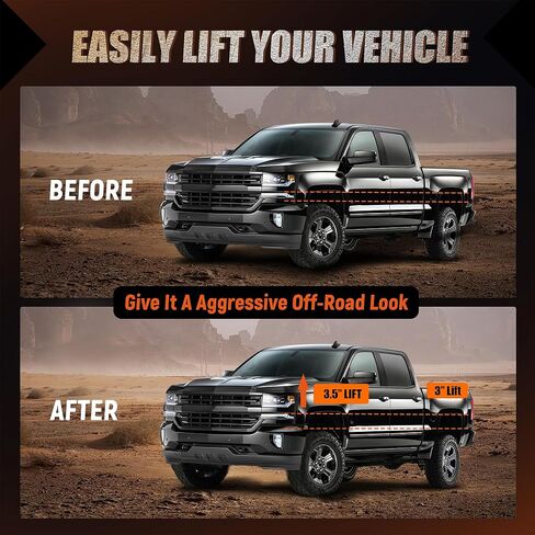 3.5" Front + 3" Rear Full Leveling Lift kit Compatible with 2007-2018 Silverado 1500 Sierra 1500 2WD/4WD, 2019-2024 Silverado/Sierra 1500 2WD, Include Rear shock extensions in Kuwait