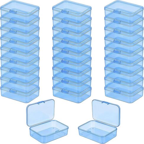 LJY 28 Pieces Rectangular Empty Mini Clear Plastic Organizer Storage Box Containers with Hinged Lids (3.3 x 2.2 x 1 inch, Pink) in Saudi Arabia