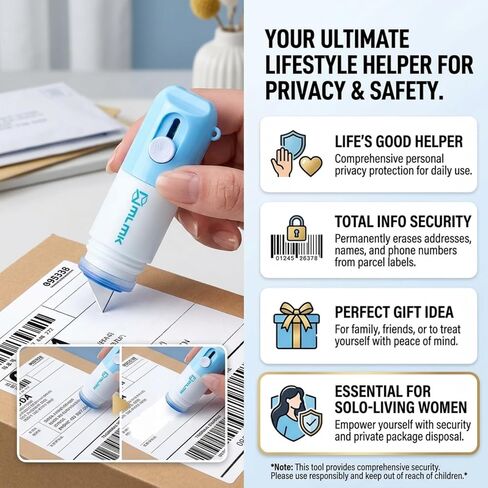 Eraser and Box Cutter, Water-Based Thermal Paper Eraser Pen with Mini Unboxing Knife - 2 in 1 Thermal Label Eraser with Box Cutter Knife for One Smear Printed Text Covering (Blue) in Saudi Arabia