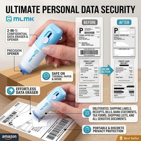 Eraser and Box Cutter, Water-Based Thermal Paper Eraser Pen with Mini Unboxing Knife - 2 in 1 Thermal Label Eraser with Box Cutter Knife for One Smear Printed Text Covering (Blue) in Saudi Arabia