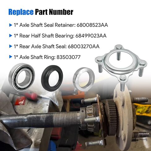 Rear Wheel Axle Bearing and Seal Kit Fit for Jeep Wrangler JK/JKU 2007 2008 2009 2010 2011 2012 2013 2014 2015 2016 2017 2018 Axle Shaft Seal Retainer Replace 68008523AA 68003270AA 83503077 68499023AA in Kuwait