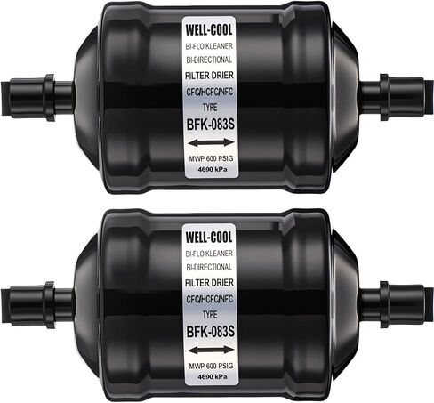 Threlaco 2 Pcs Bi Flow Filter Drier for Heat Pump Refrigerant Filter Drier 3/8 Sweat Ek-083s for Refrigerants Straight Cool R410A R12 R22 R134A R404A Air Conditioning Refrigeration Systems (Blue) in Saudi Arabia