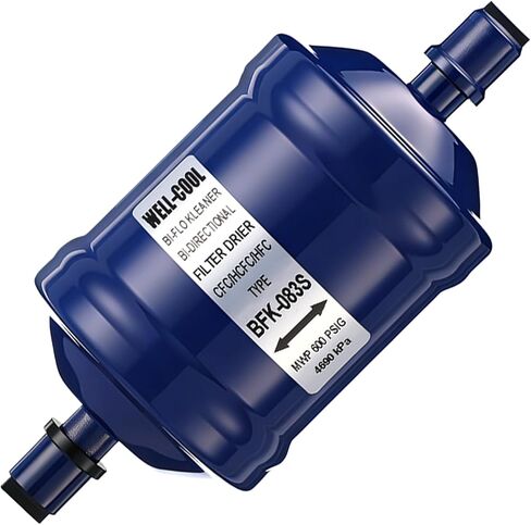 Threlaco 2 Pcs Bi Flow Filter Drier for Heat Pump Refrigerant Filter Drier 3/8 Sweat Ek-083s for Refrigerants Straight Cool R410A R12 R22 R134A R404A Air Conditioning Refrigeration Systems (Blue) in Saudi Arabia