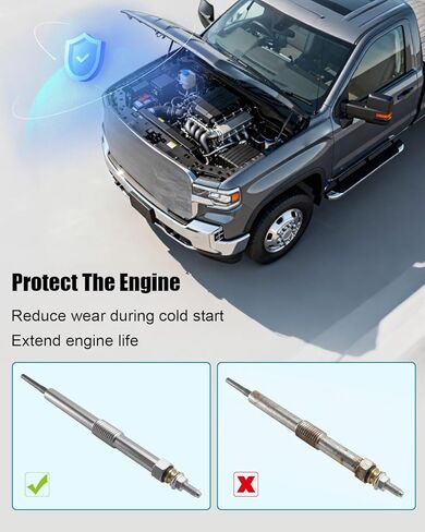 2 قطعة قابس توهج الديزل مناسب لسيارة Chevy GMC L5P Duramax 6.6L 2017-2023، مناسب لسيارة Chevy GMC 4500/5500 L5D Duramax 6.6L 2019-2022، استبدل 68G 12690238 12725202 12679959 GP124 21135 12666880 in Kuwait