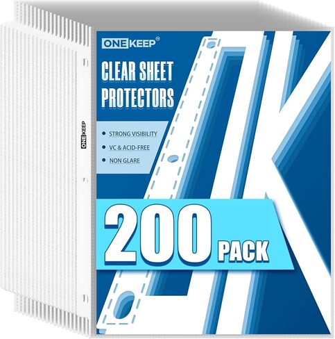 100 Pack Sheet Protectors, Top Loading Reinforced 3-Hole Page Protectors for 3-Ring Binders, Fits 8.5" x 11" Letter Size Paper – Perfect for Documents & Photos, Back to School Office Supplies in Kuwait