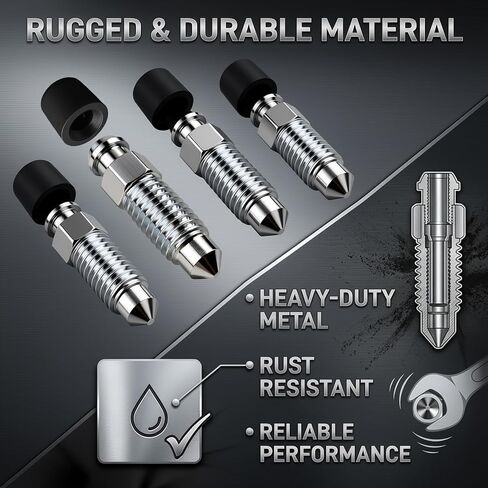 M8x1.25-28mm 4PCS Brake Bleeder Screw,Sturdy Brake Bleeder Valve with Brakes Bleeders Caps for Quick Air Bleeding,Bleeders Screw for Repair and Replacement of Brakes Systems in Vehicles in Kuwait