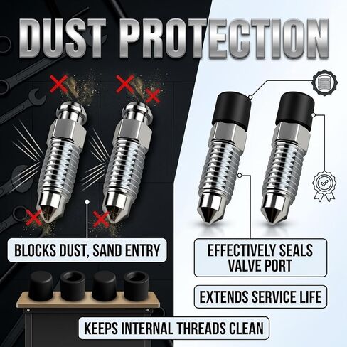 M8x1.25-28mm 4PCS Brake Bleeder Screw,Sturdy Brake Bleeder Valve with Brakes Bleeders Caps for Quick Air Bleeding,Bleeders Screw for Repair and Replacement of Brakes Systems in Vehicles in Kuwait