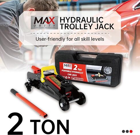 Maxority 2-Ton (4000 lbs) Hydraulic Trolley Garage Service/Floor Jack with Blow Mold Carrying Storage Case for sedans and Pickup Trucks Home and Workshop Vehicle Maintenance in Kuwait