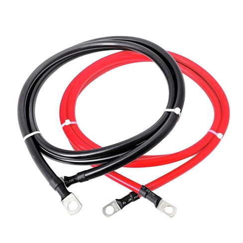 A ABIGAIL 2 AWG Battery Cable 2AWG Gauge Pure Copper Battery Inverter Cables with 3/8 in Lugs Both Ends Power Inverter Wire Set for Automotive Solar Marine Boat RV Car Motorcycle Red and Black (2FT) in Kuwait