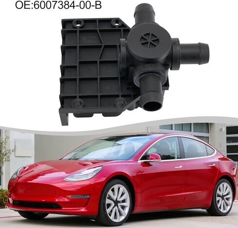 صمام التحكم في سائل التبريد ثلاثي الاتجاهات لسيارة Tesla Model S 2012-2016 وModel X 2015-2017، قطعة بديلة OEM 6007384-00-B، ABS أسود in Kuwait