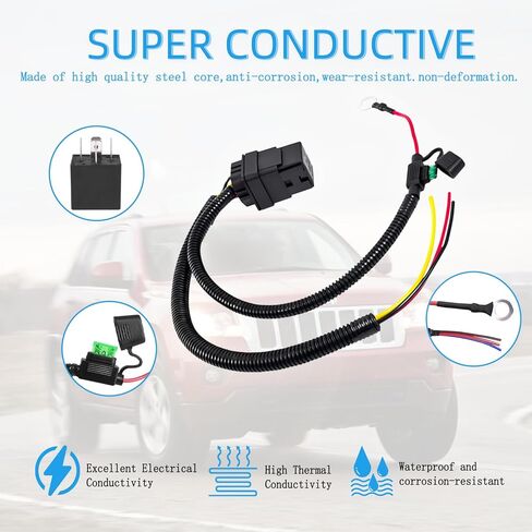 CBWPR091AA / 68269523AD Fuel Pump Relay Wiring Kit - Compatible with Chrysler Town Country Dodge Durango Grand Caravan Grand Cherokee Ram 1500 2011-2013 Models in Kuwait