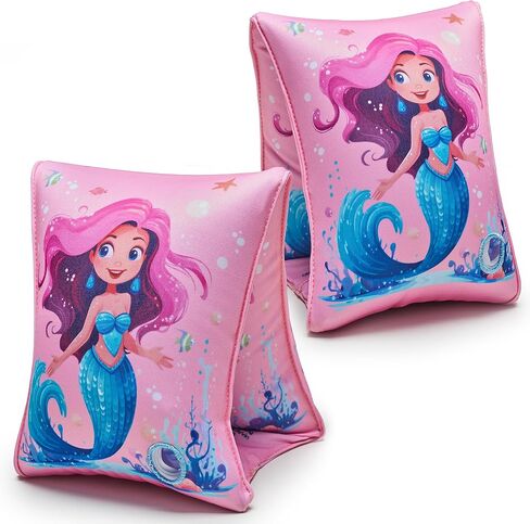 Arm Floaties for Kids, 2 Pack Inflatable Pool Floaties, Soft Fabric-Covered Arm Bands for Toddlers 3-5-6-12 Years, Swimming Floater Sleeves for Children, Pink in Kuwait