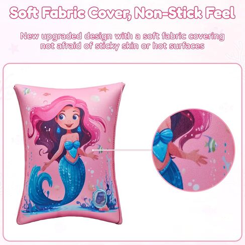 Arm Floaties for Kids, 2 Pack Inflatable Pool Floaties, Soft Fabric-Covered Arm Bands for Toddlers 3-5-6-12 Years, Swimming Floater Sleeves for Children, Pink in Kuwait