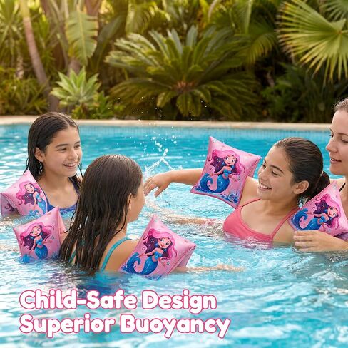 Arm Floaties for Kids, 2 Pack Inflatable Pool Floaties, Soft Fabric-Covered Arm Bands for Toddlers 3-5-6-12 Years, Swimming Floater Sleeves for Children, Pink in Kuwait