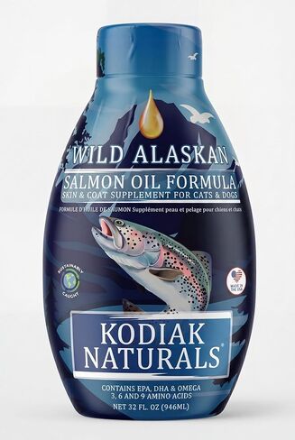 32oz Wild Alaskan Salmon Oil Formula for Dogs, Omega 3 Fish Oil with EPA & DHA – Skin & Coat, Joint, Heart & Immune Support – Helps Itching, Shedding & Dry Skin – Liquid Supplement in Kuwait