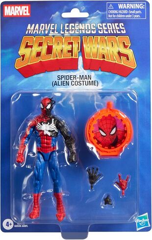 سلسلة Marvel Legends Secret Wars Spider-Man (زي كائن فضائي)، شخصية ريترو كوميكس القابلة للتجميع مقاس 6 بوصات مع درع عدسي in Kuwait