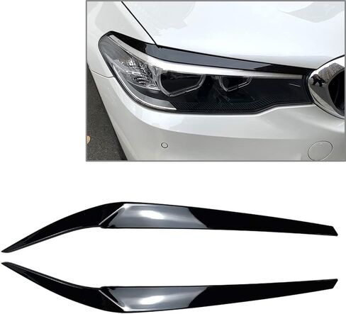 LIRU 1 Pair Glossy Black Front Headlight Eyebrows Headlight Eyebrow Cover for BMW 5 Series G30 G31 G38 F90 M5 525I 530I 540I 2017-2021 in Kuwait