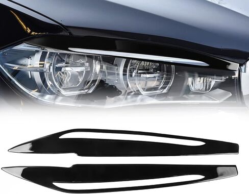 حواجب السيارة الأمامية لسيارة BMW F15 F16 X5 X6 2014-2018 غطاء حواجب السيارة الأمامي ملصق ديكور المصباح StripsA-ألياف الكربون الأسود in Kuwait