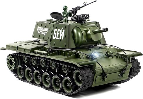 Supdex 1/18 الاتحاد السوفيتي KV1 RC دبابة، لعبة نموذج الجيش 2.4G مع دخان وصوت وأضواء، جهاز تحكم عن بعد بطول 165 قدم، لعبة داخلية وخارجية لجميع التضاريس للأطفال والكبار in Kuwait