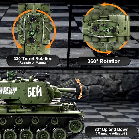 Supdex 1/18 الاتحاد السوفيتي KV1 RC دبابة، لعبة نموذج الجيش 2.4G مع دخان وصوت وأضواء، جهاز تحكم عن بعد بطول 165 قدم، لعبة داخلية وخارجية لجميع التضاريس للأطفال والكبار in Kuwait